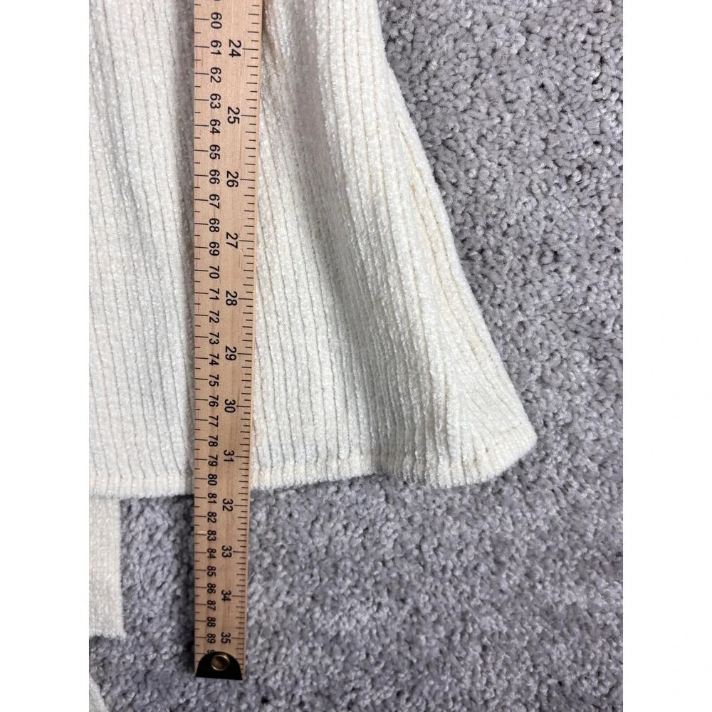 FAVLUX FASHION‎ Cream Ribbed Balloon Sleeve Sweater Dress Belted Size Small